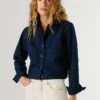 Giacca in twill con colletto a camicia