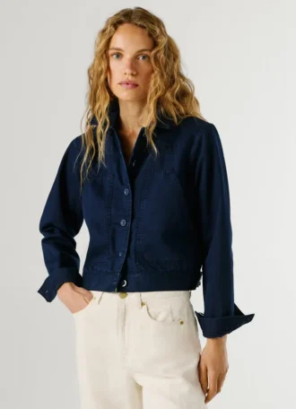 Giacca in twill con colletto a camicia