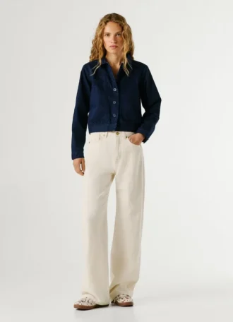 Giacca in twill con colletto a camicia