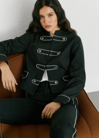 Giacca in twill con collo alla Mao