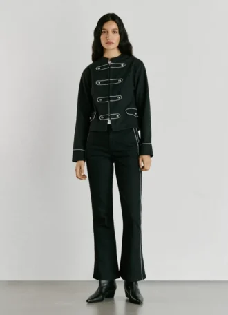 Giacca in twill con collo alla Mao