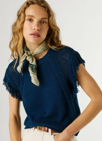 Gilet in maglia con collo rotondo