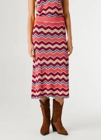 Gonna lunga a righe a zigzag