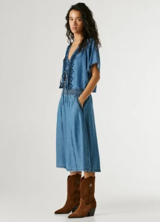 Gonna midi in chambray
