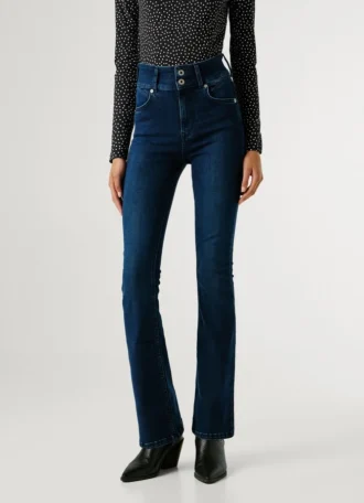 Jeans a vita alta e gamba svasata Jeans a vita alta e gamba svasata