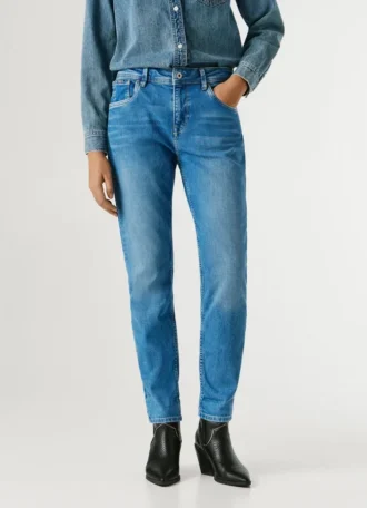 Jeans a vita alta e vestibilità affusolata – Viola