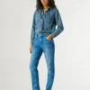Jeans a vita alta e vestibilità affusolata – Viola Jeans a vita alta e vestibilità affusolata – Viola