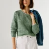 Maglione a maglia traforata con collo rotondo Maglione a maglia traforata con collo rotondo