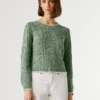 Maglione a maglia traforata con collo rotondo Maglione a maglia traforata con collo rotondo