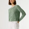 Maglione a maglia traforata con collo rotondo Maglione a maglia traforata con collo rotondo