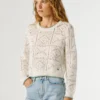 Maglione a maglia traforata con collo rotondo Maglione a maglia traforata con collo rotondo