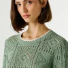 Maglione a maglia traforata con collo rotondo Maglione a maglia traforata con collo rotondo