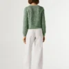 Maglione a maglia traforata con collo rotondo Maglione a maglia traforata con collo rotondo