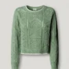 Maglione a maglia traforata con collo rotondo Maglione a maglia traforata con collo rotondo