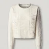 Maglione a maglia traforata con collo rotondo Maglione a maglia traforata con collo rotondo