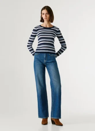 Maglione a righe a costine Maglione a righe a costine