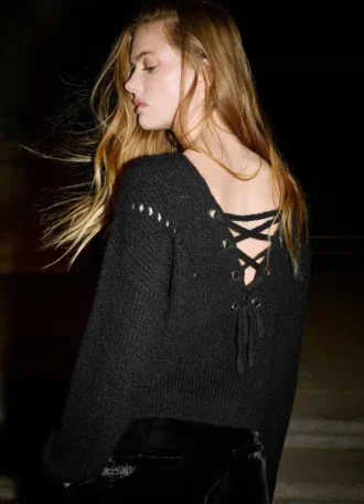 Maglione in maglia con scollo a V