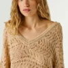 Maglione traforato con scollo a V Maglione traforato con scollo a V