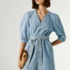 Miniabito in denim con scollo a V