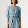 Miniabito in denim con scollo a V