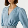 Miniabito in denim con scollo a V