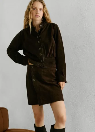 Minigonna in pelle scamosciata