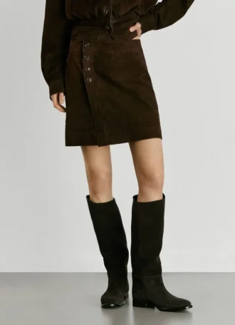 Minigonna in pelle scamosciata