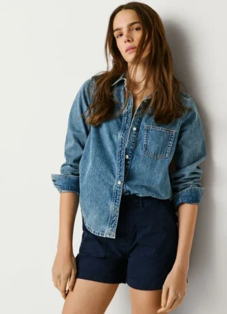 Pantaloncini in twill elasticizzato