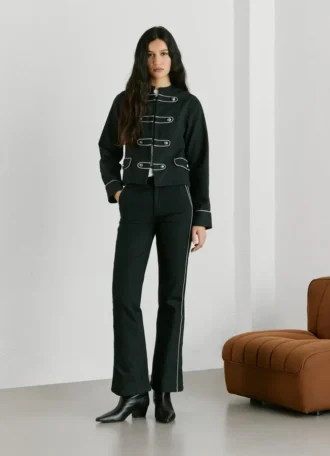 Pantaloni a zampa in twill