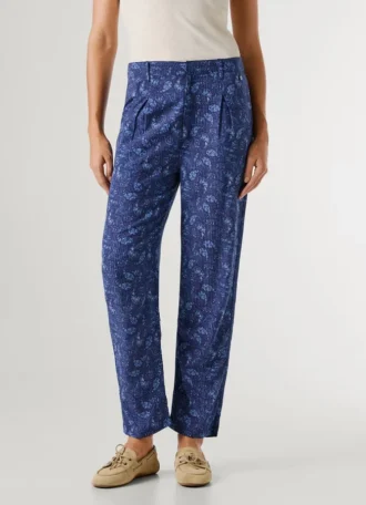 Pantaloni dritti con stampa Paisley