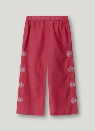 Pantaloni larghi con ricami floreali Pantaloni larghi con ricami floreali
