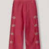 Pantaloni larghi con ricami floreali Pantaloni larghi con ricami floreali