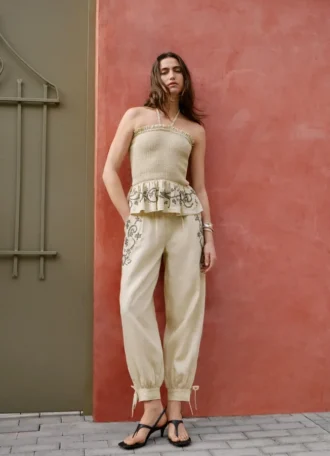 Pantaloni larghi in lino