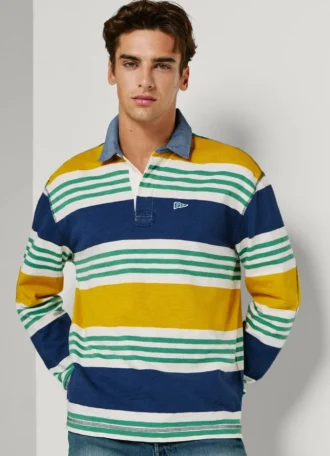 Polo a maniche lunghe a righe da rugby