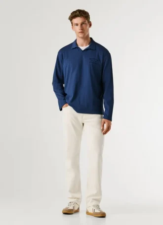 Polo a maniche lunghe con logo ricamato