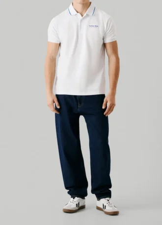 Polo in piqué con logo stampato