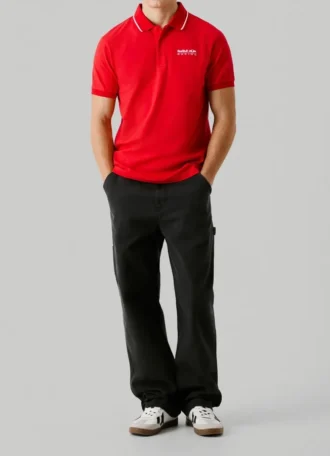 Polo in piqué con logo stampato