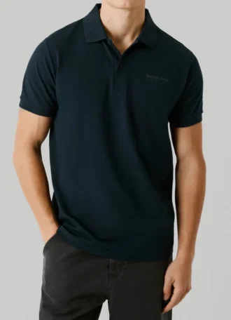 Polo in piqué con stampa sul retro