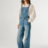 Salopette lunga in denim dalla vestibilità regolare Salopette lunga in denim dalla vestibilità regolare