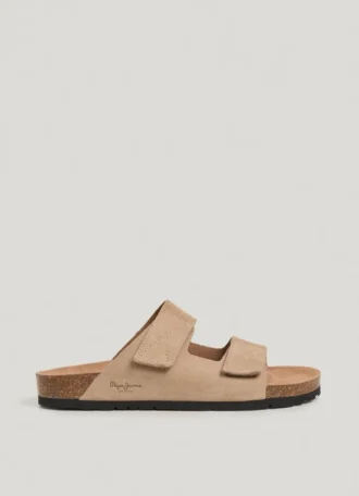 Sandali in pelle scamosciata con doppia chiusura in velcro