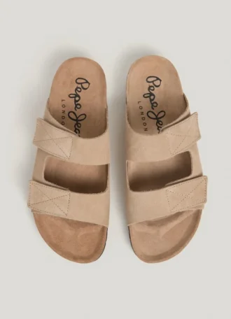 Sandali in pelle scamosciata con doppia chiusura in velcro