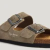Sandali in pelle scamosciata con doppia fibbia Sandali in pelle scamosciata con doppia fibbia
