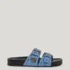 Sandali piatti in pelle scamosciata Sandali piatti in pelle scamosciata