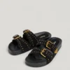 Sandali piatti in pelle scamosciata Sandali piatti in pelle scamosciata