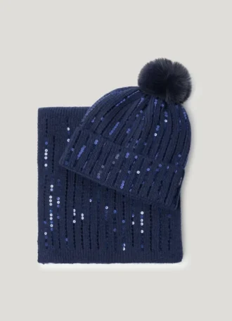 Set cappello e sciarpa con paillettes