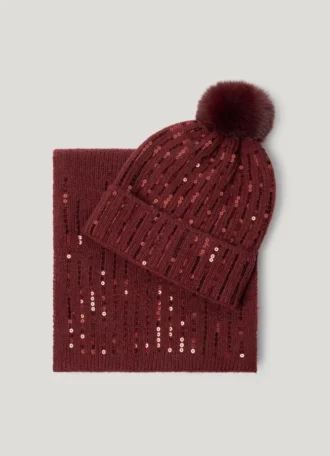 Set cappello e sciarpa con paillettes