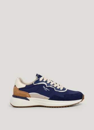 Sneakers con dettagli in pelle scamosciata