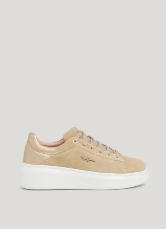 Sneakers con suola a cono in pelle scamosciata