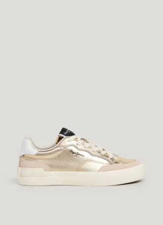 Sneakers dorate con dettagli animalier