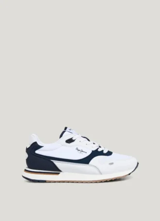 Sneakers in pelle con dettagli in pelle scamosciata